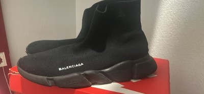 Balenciaga Speed Trainer Black Men's Knit High Top Athletic Sneaker