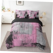 Pink and Grey Comforter Set 7 Piece Bed in A Bag Pink Gray Twin Pink Grey