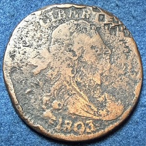 1803 Draped Bust Large Cent Large Date/Small Fraction 223-Yr-Old, Free Shipping!