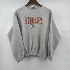 Vintage 90s Grey Kansas City Chiefs Sweatshirt Logo 7 Size Large Sportswear
