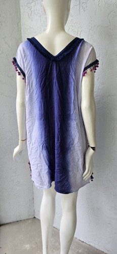 Roberta Roller Kaninchen Strand Coverup Dip Dye Bommel Tunika Baumwolle Damen XS/S - Bild 2 von 5