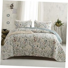 Floral Quilt Set King 3 Pieces Soft Lightweight King 96"x106" Floral-01