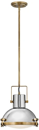 Hinkley Nautique 13" Wide Heritage Brass and Nickel Dome Pendant Light - Picture 2 of 4