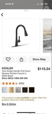 Kohler Tyne R21415-BL Pull-Down Kitchen Faucet Matte Black Finish NEW
