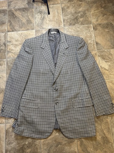 Vintage Brioni Made In Italy Blazer Coat Houndstooth Large 22x32 2 Button Coat