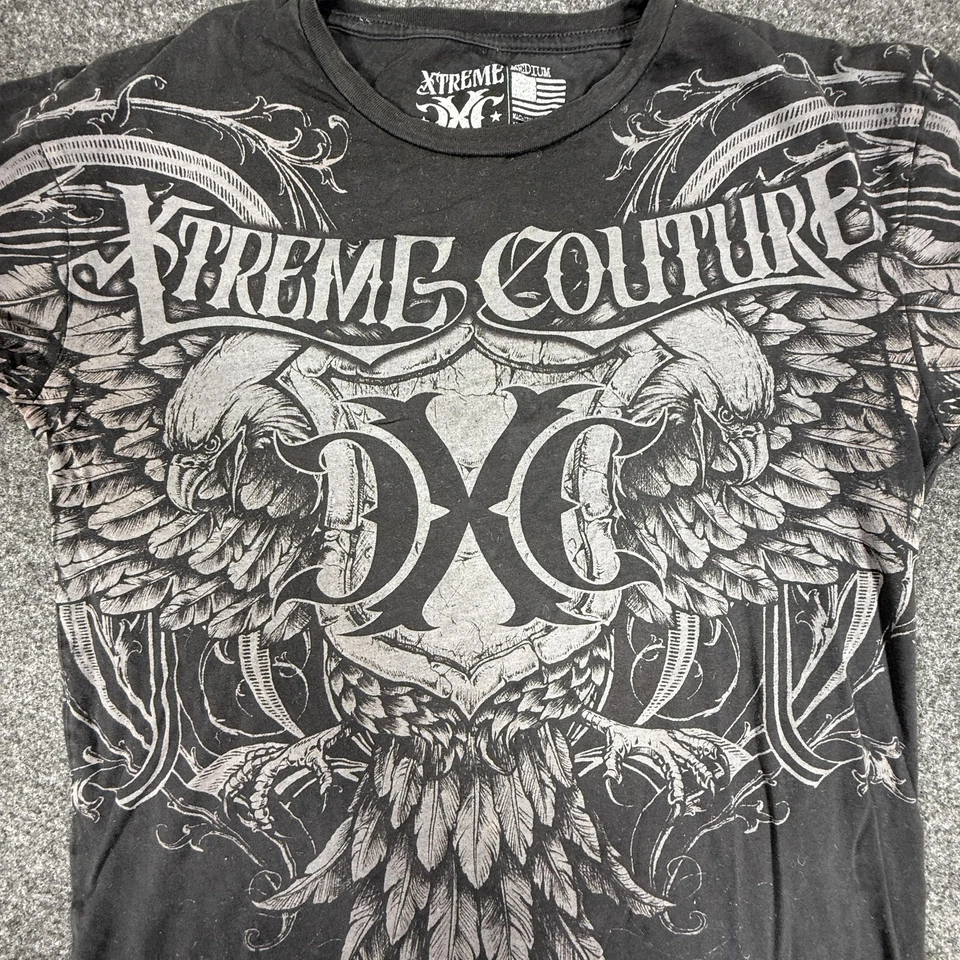 Camisa Xtreme Couture Para Hombres Mediana Negra Gráfica Águila Tatuaje MMA Aflicción Y2K Foto 2 de 4