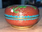 VINTAGE 3" DIAMETER CLOISONNE' COVERED TRINKET BOX FLORAL DESIGN — photo 8