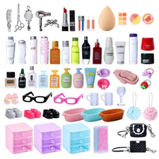 76pcs Miniature Dollhouse Accessories,Dollhouse Bathroom Set with Makeup Set ...
