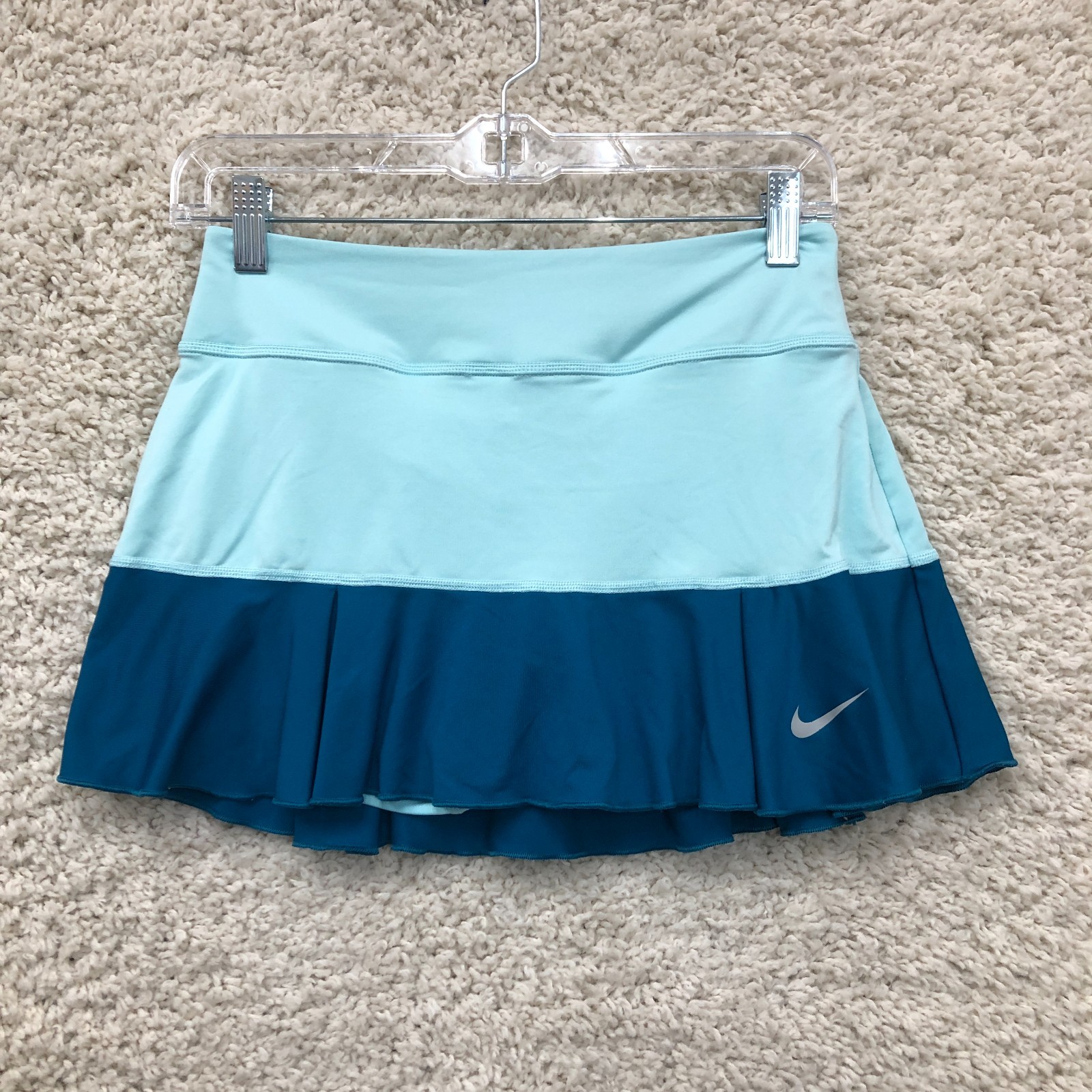 Nike Skort Small Womens Blue Dri Fit Swoosh Mini A Line Colorblock Tennis Skirt