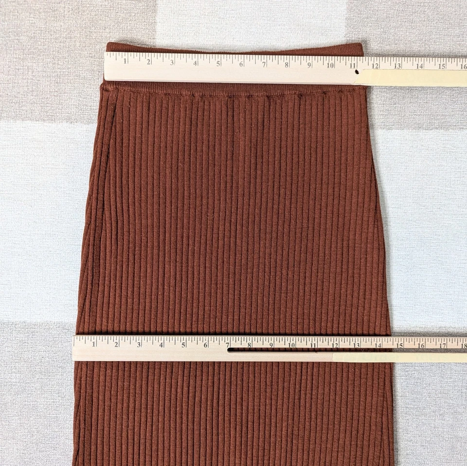 Falda Lápiz Midi Columna Elástica Óxido Mezcla Lana Tejido Acanalado Uniqlo Talla XS Foto 4 de 4