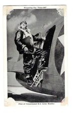 c1940's Aviation Postcard Pilot of Consolidated B-24 Ary Bomber