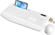 Wireless Keyboard and Mouse Wrist Rest Holder Batteries Included 2.4G Lag-Fre...
