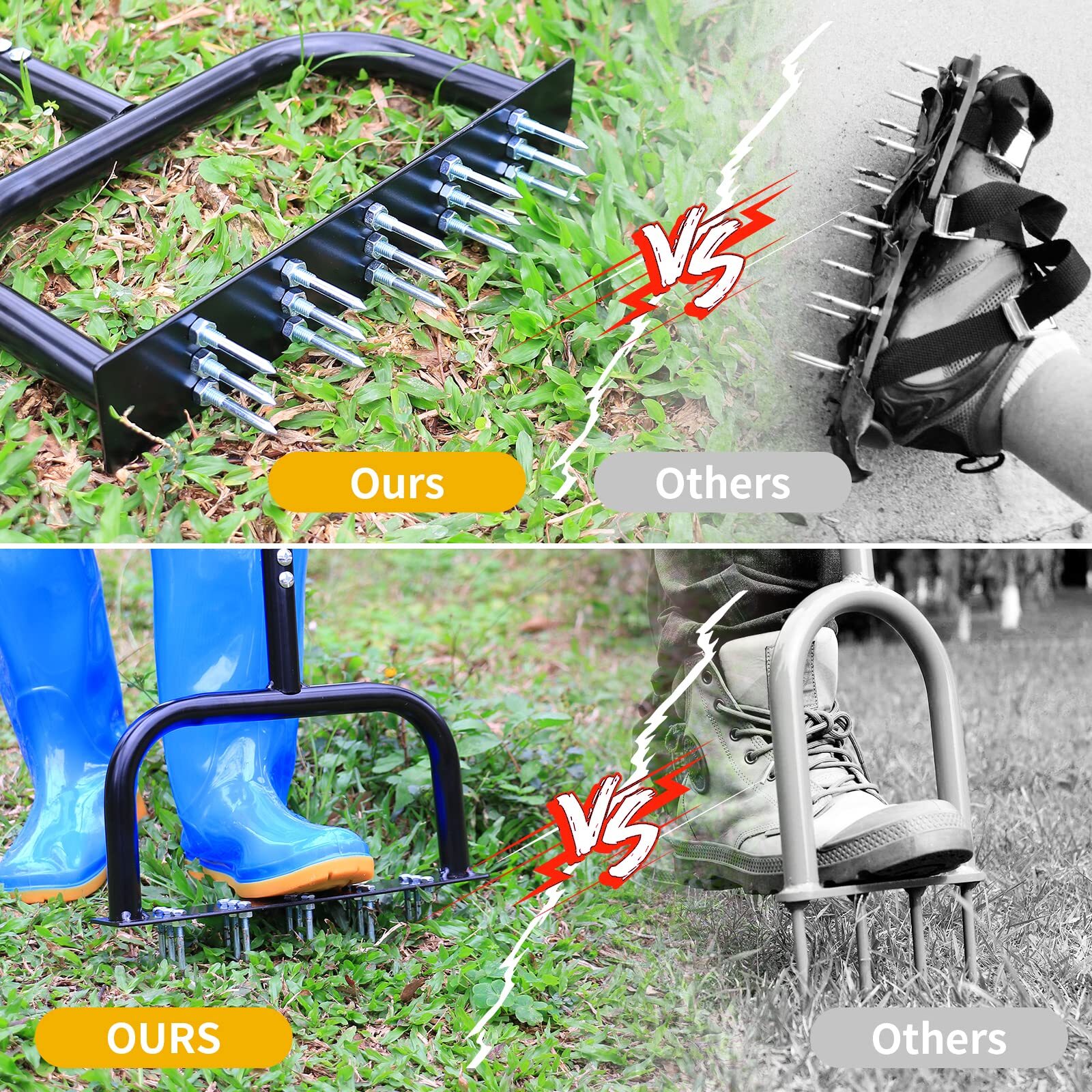 Spiky Rake Lawn Aerator Tool Manual Metal Spike Grass | Grelly USA