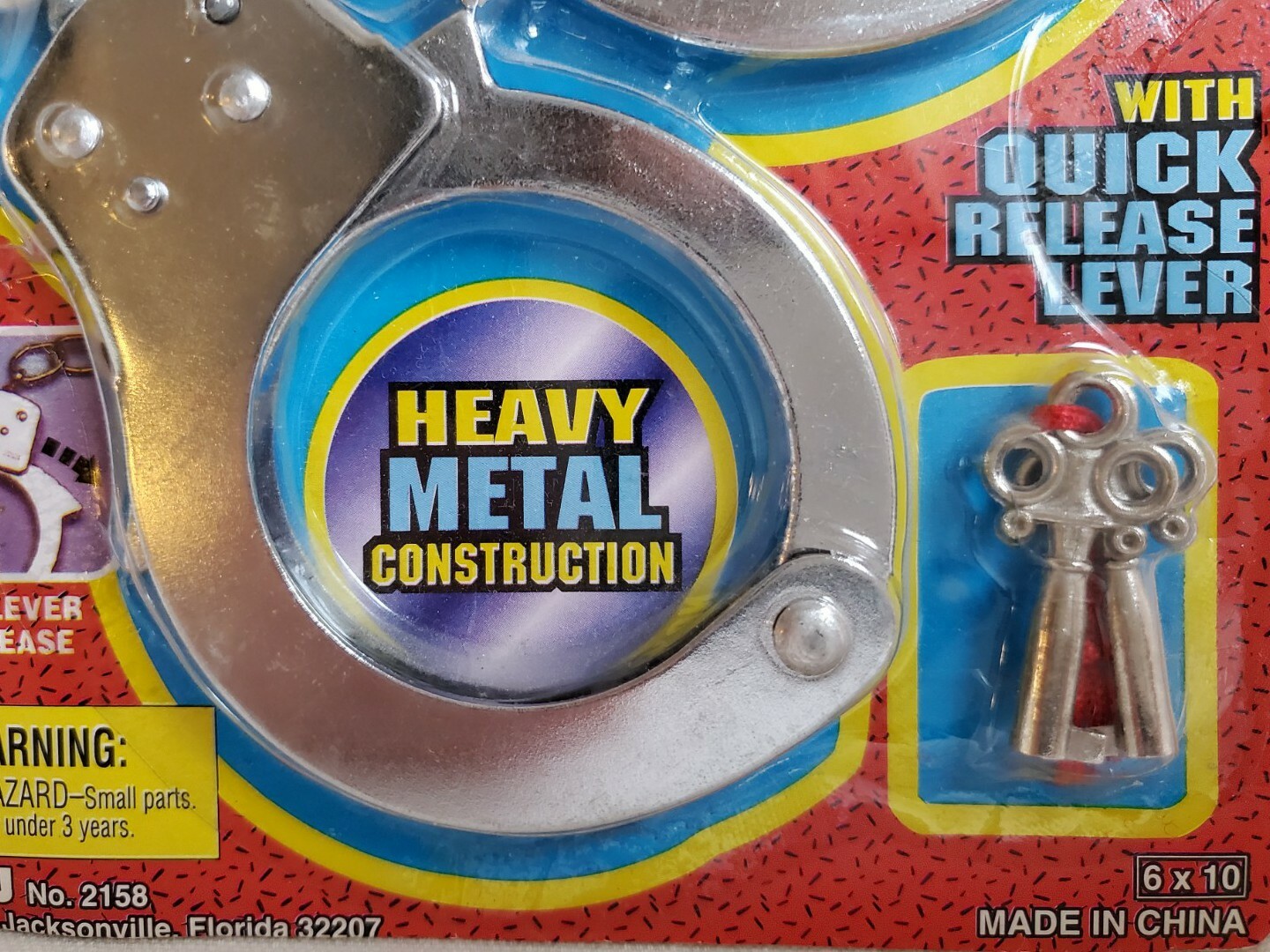 Vintage Jaru Die Cast Metal Toy Handcuffs in Original Package Keys NEW