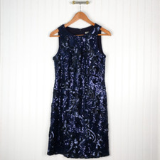 Eliza J Womens Sheath Dress Blue White Abstract Lined Midi Sleeveless Classic 6