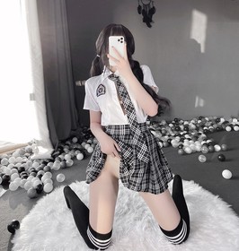 Women Sexy Lingerie Temptation Student Role Play Uniform School Girl Cosplay Set