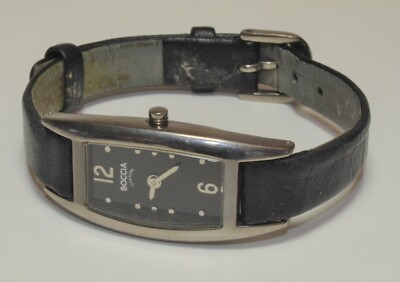 Boccia Titanium Ladies watch 38x18mm case original leather band runs new battery