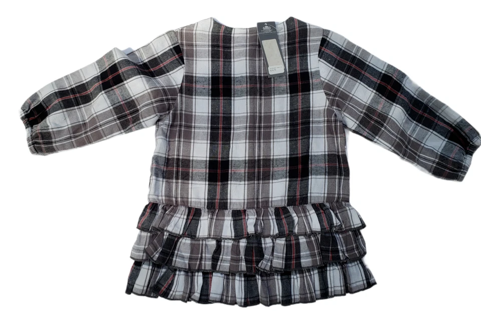 Vestido 3Pommes Bebé Niñas Cuadros Gris Blanco Abotonado Manga Corta 2A NUEVO con ETIQUETAS Foto 3 de 4
