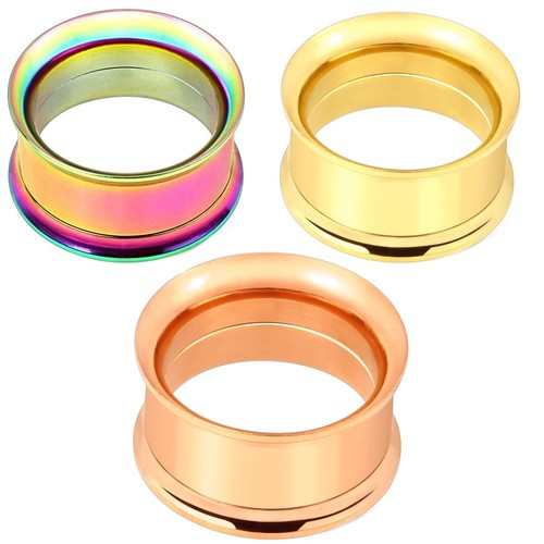 PAIR INTERNALLY THREADED SCREW FIT EAR TUNNELS PLUGS GAUGES (12 sizes