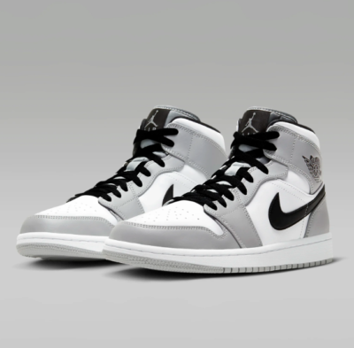 Nike Air Jordan 1 Mid Light Smoke Gray White Black Shoes 554724