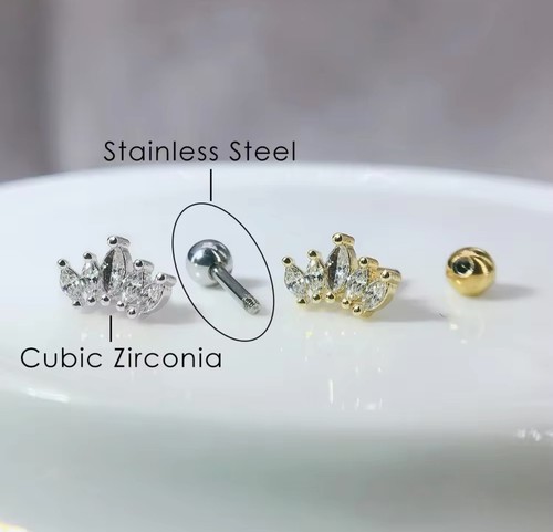 Cartilage Tragus Bar Barbell Stud Earing Piercing Helix CZ Gem Surgical Steel UK - Picture 13 of 26