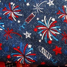 Red, White and Blue July 4th Fireworks Cotton Fabric Fat Quarters Only