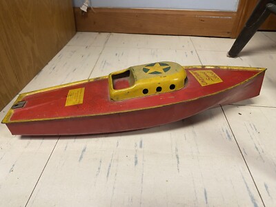 RARE Vintage 1920s Lindstrom's Speed Boat Wind Up Toy