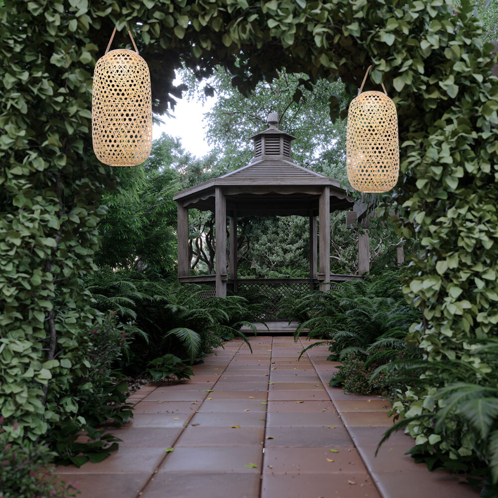 Auenlampe Hngeleuchte Solarlampe Boho Bambus naturfarben Garten Akku LED  2x | eBay