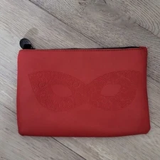 Ipsy Red Floral Masquerade Cosmetic Pouch