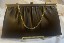 Vintage Brown Clutch handbag purse Chain Handle