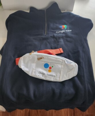 Google Android Lot Wallet Assistant Men's Med Sweater 1/4 Zipper Fanny Pack