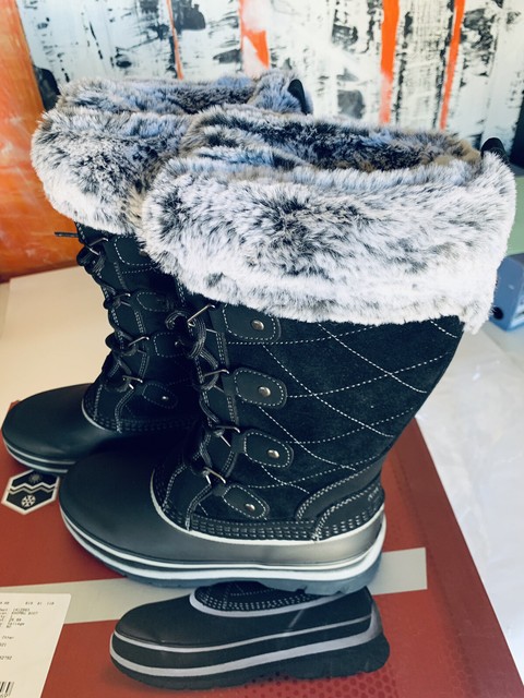 Khombu Ellie Black Suede Leather Faux Fur Winter Snow Boot Waterproof Size 6 For Sale Online Ebay