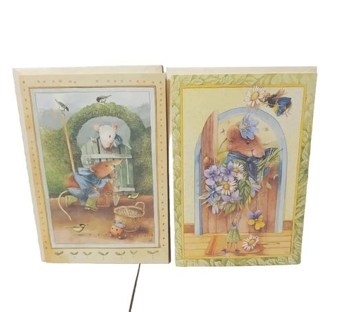 2 VERA THE MOUSE MARJOLEIN BASTIN, Blank Note GREETING CARDS Hallmark W/ Envop