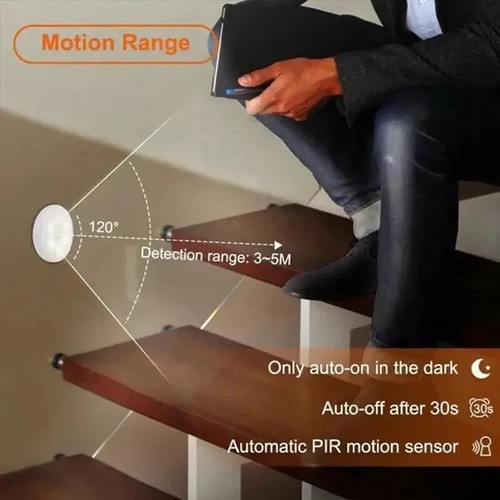 Luce bianca Notturna A LED Con Sensore Di Movimento, Ricaricabile Tramite USB - Foto 3 di 4
