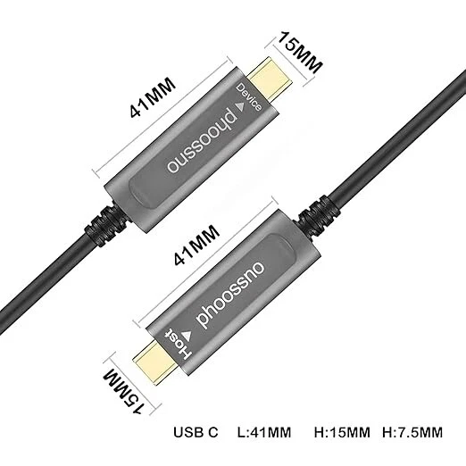 USB C to C Fiber Optical Cable USB 3.1 Type C Cable 10Gbps 50FT Compatible with - Image 2 of 4