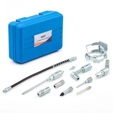 OMT 11 Piece Multifunction Grease Gun and Lubrication Accessory Kit with Gloves
