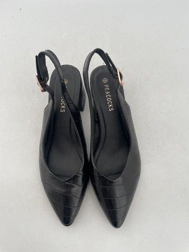 Peacocks | Black Faux Leather Croc Detail Wedge Heel Size UK 4 #CS - Picture 5 of 7