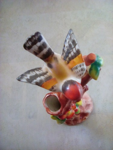 Vintage Bud Vase Tanager Bird Alit on Tree Flowers Made / Occupied Japan 7x3x3"C - Picture 8 of 9