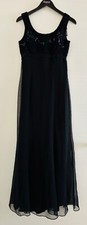 De Laru Evening Satin Maxi Dress, Black, 7/8, Made in USA