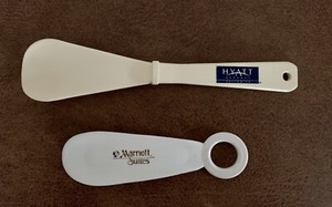 2 vintage shoe horns - Hyatt Regency Greenwich and Marriott Suites