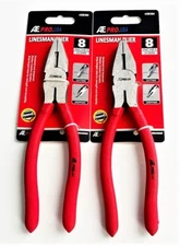 2 ATE PRO 8" LINESMAN CUTTING GRIPPING ELECTRICIAN'S PLIERS PINCER #30104
