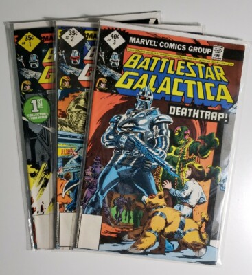 Battlestar Galactica BUNDLE #1 (Marvel Mar 1979), #2, & #3 (Whitman Variants)