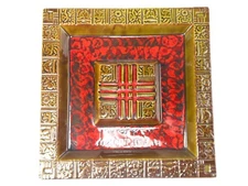 Giant 12" Mid Century California USA 740 Art Pottery Ashtray Abstract Square 