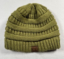 CC Women's Chunky Knit Snow Beanie Hat Girls Cap Sage Green One Size