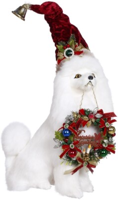 Merry Christmas sitzender Hund 33cm Mark Roberts, limitierte Ausgabe