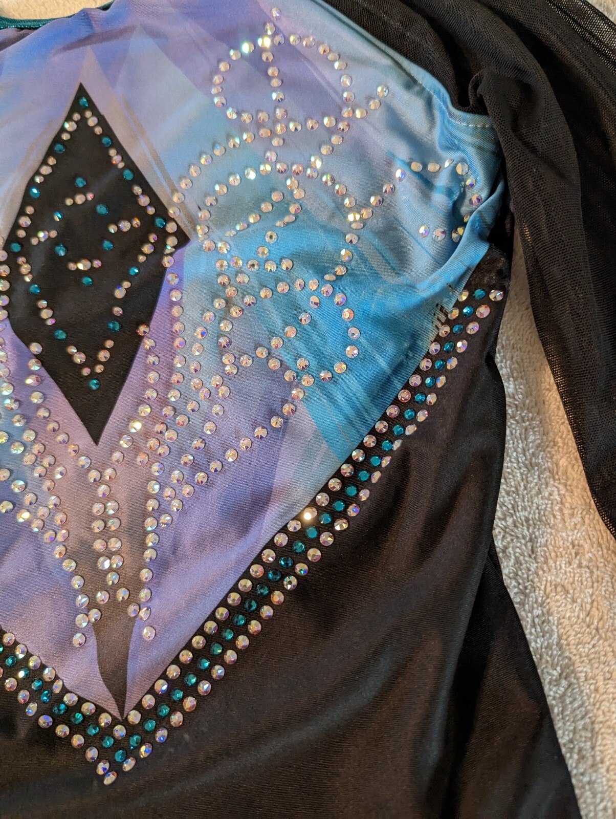 COMPETITION Ozone gymnastics Leotard CL Large 3/4 sleeve Warrior RHINESTONES