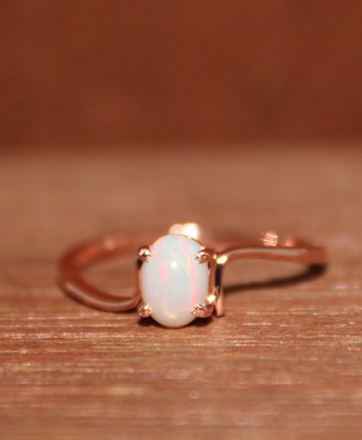 Gem Stone Jewelry Rose Gold Plated Gold Ring Natural Ethiopian Opal Ring Hammered Gemstone Rings Opal Ring