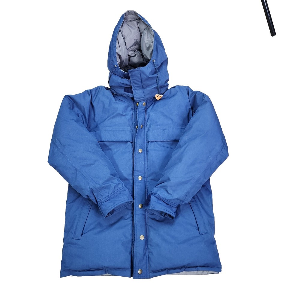 VTG 80s EDDIE BAUER Goose Down Hooded Size S Men's Navy Heavy Parka
