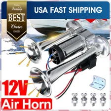 600DB Dual Trumpets Super Loud Electric Air Horn For Truck Boat Train Car 12V