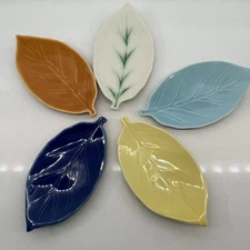 Leaf Condiment Tidbit Appetizer Snack  Party Plate 7” Dish Set Of 5
